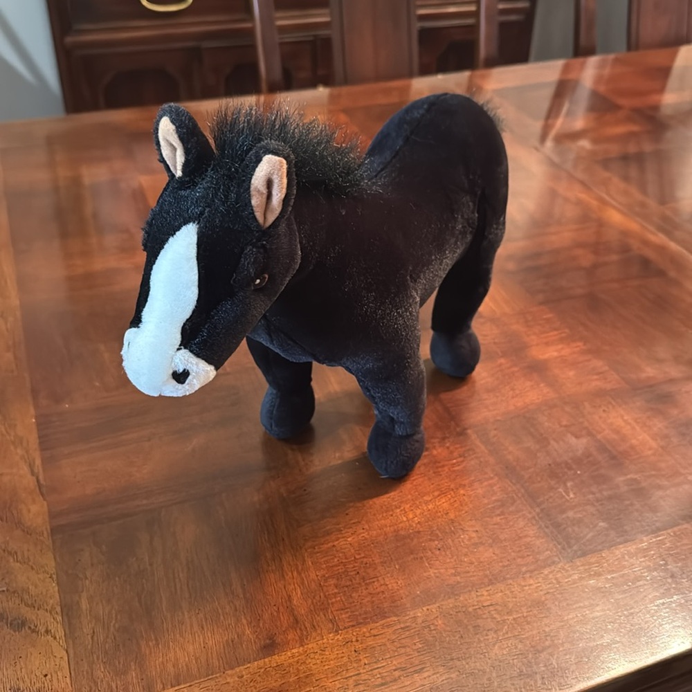 Ikea KLAPPA Black & White HORSE Pony Standing Plush Toy Sewn Eyes 16"